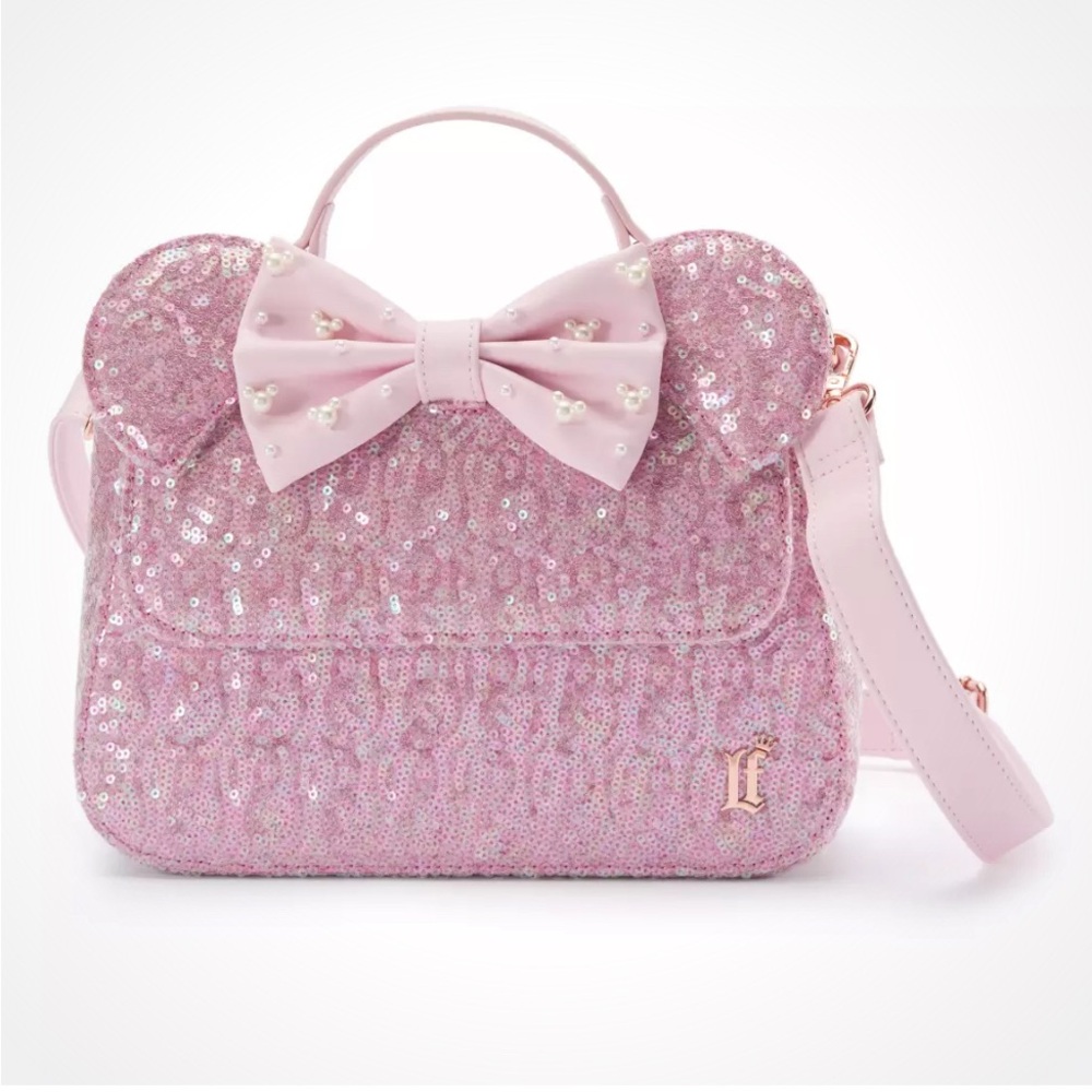 Loungefly Minnie Mouse Pink Sequined Crossbody Bag in Rose Pearl NWT